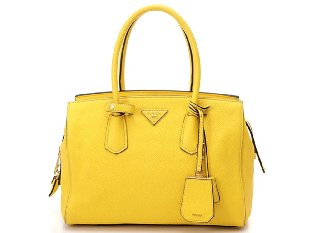 Prada tote bag yellow leather